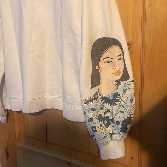 ZARA Blogger Fave Ecru Multi Girls Print Sweatshirt $59.90 EUC S Rare HTF - Picture 9 of 16